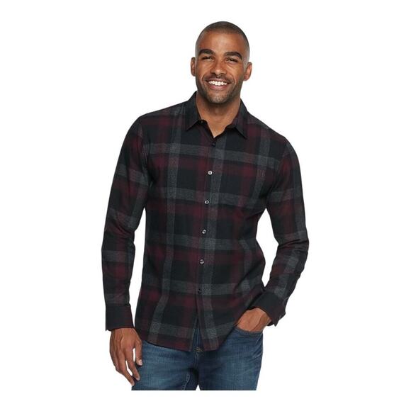 Marc Anthony Other - Men's Medium Marc Anthony Slim-Fit Soft Touch Flannel Button-Down Shirt Burgundy